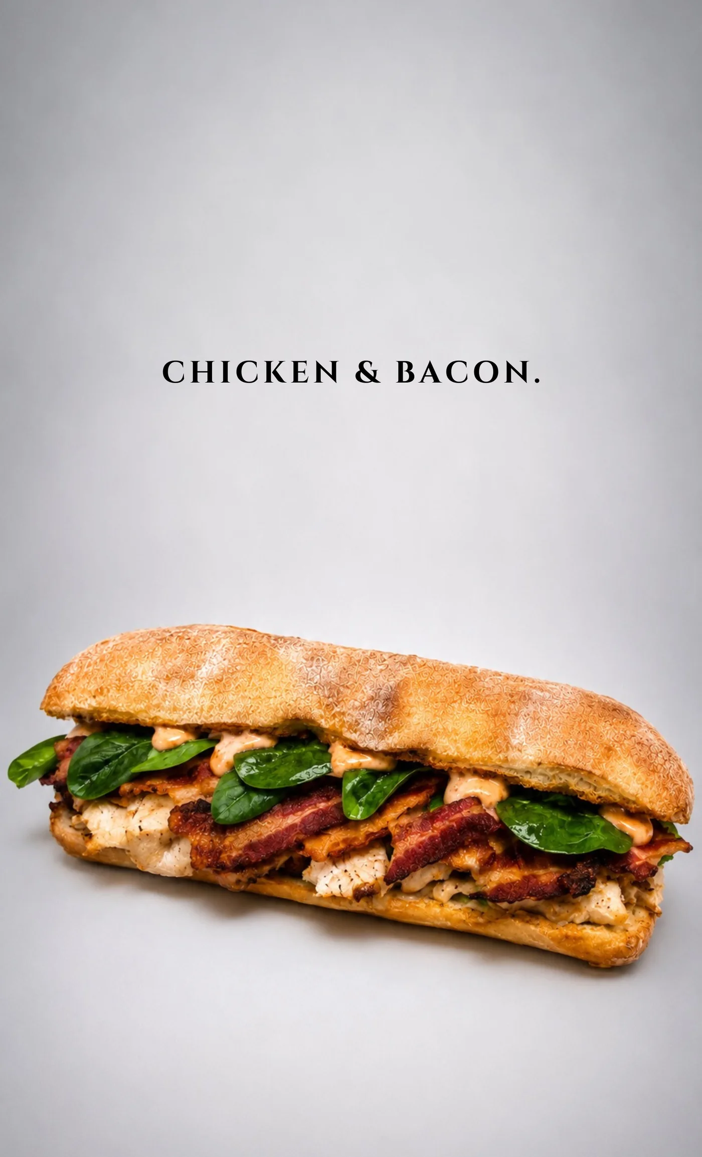True Baristas chicken and bacon sandwich on toasted ciabatta