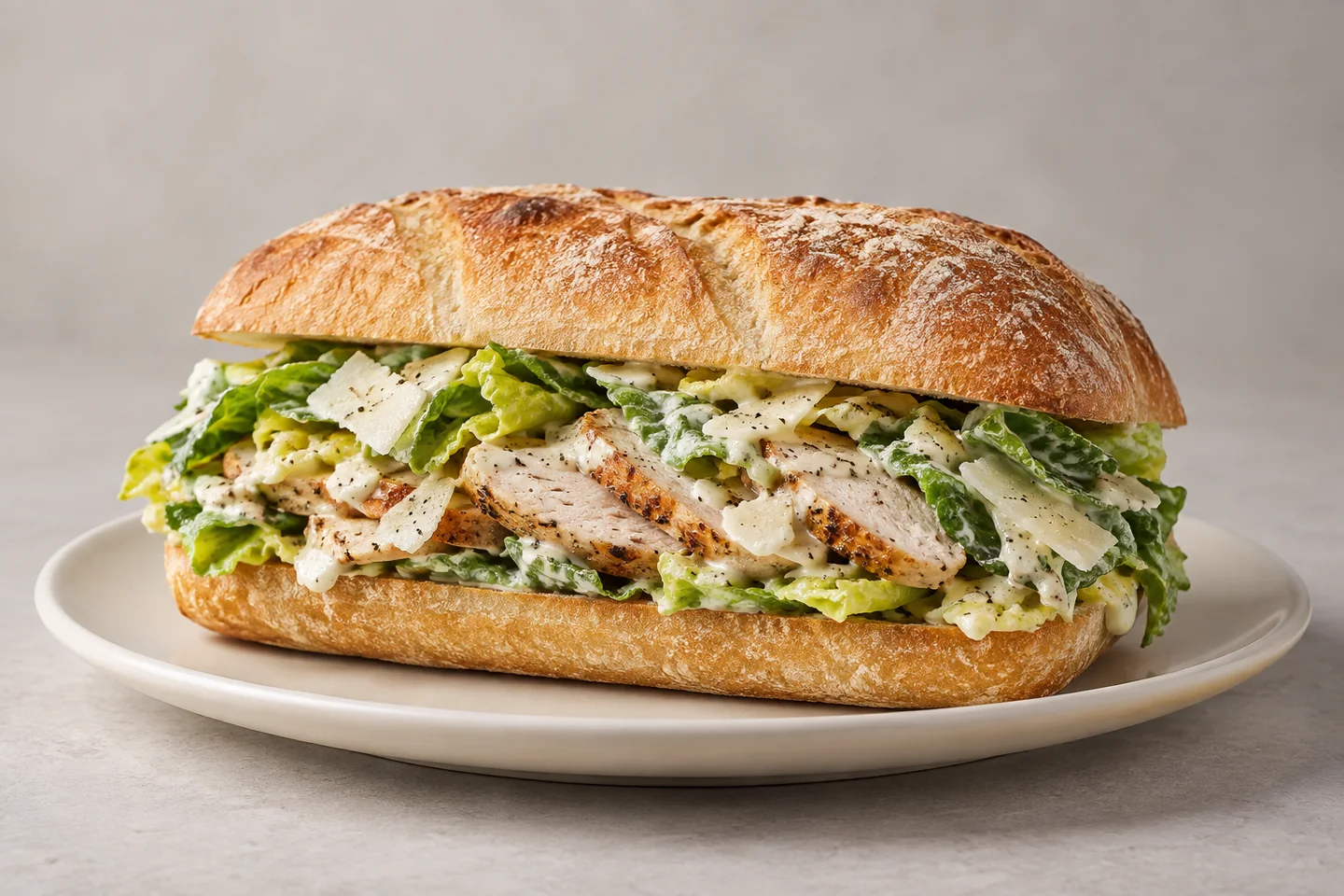 True Baristas chicken Czer sandwich on toasted ciabatta